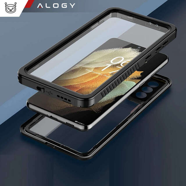 Alogy Etui wodoodporne do Samsung Galaxy S21 FE 360 Pancerne Armor IP68 ze smyczką Czarne