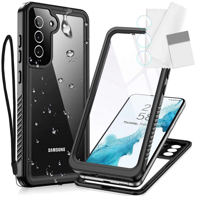 Alogy Etui wodoodporne do Samsung Galaxy S22 360 Pancerne Armor IP68 ze smyczką Czarne