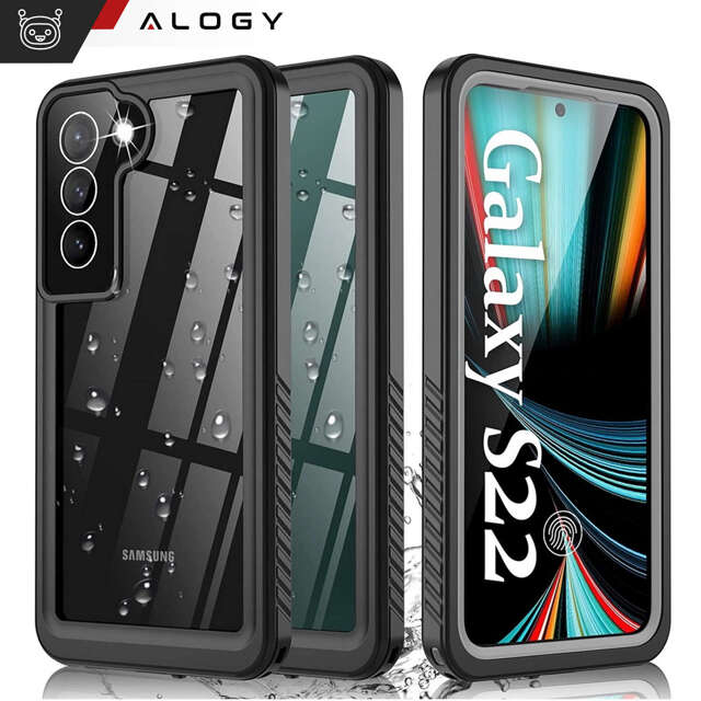 Alogy Etui wodoodporne do Samsung Galaxy S22 360 Pancerne Armor IP68 ze smyczką Czarne