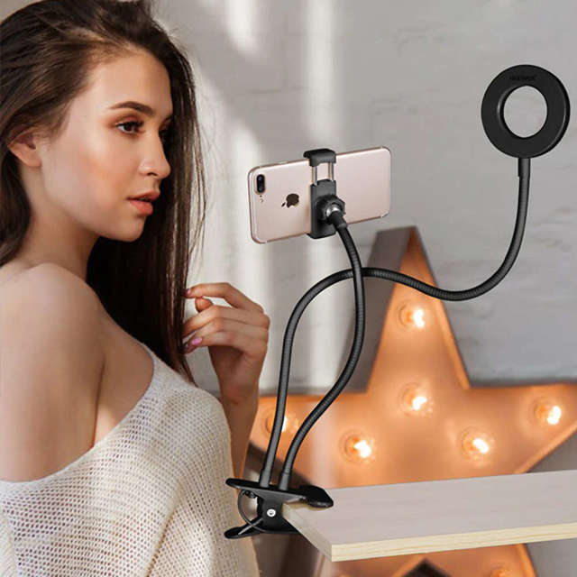 Alogy Fotograficzna Lampa pierścieniowa LED do selfie uchwyt na telefon