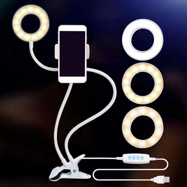 Alogy Fotograficzna Lampa pierścieniowa LED do selfie uchwyt na telefon Biały