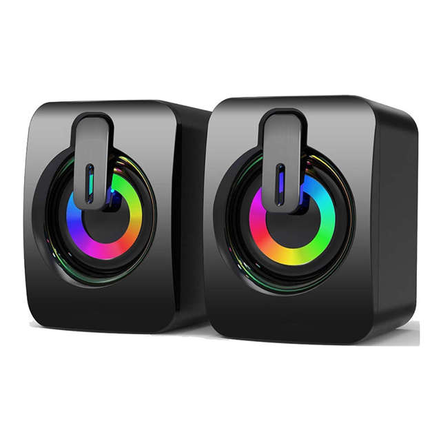 Alogy Głośniki USB 2.0 Mini komputerowe Stereo Wired Speakers HIFI RGB Czarne