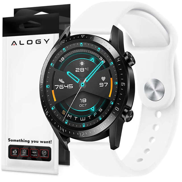 Alogy Gumowy Uniwersalny pasek sportowy Strap do smartwatcha 20mm Biały