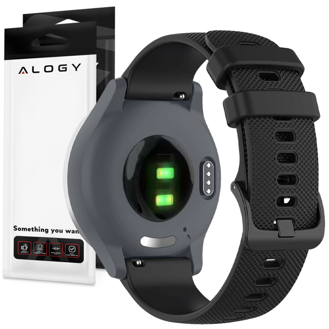 Alogy Gumowy Uniwersalny pasek sportowy Strap do smartwatcha zegarka 18mm Czarny