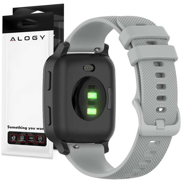 Alogy Gumowy Uniwersalny pasek sportowy Strap do smartwatcha zegarka 18mm Szary