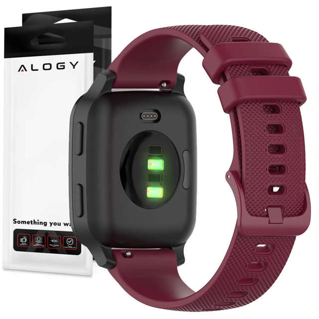 Alogy Gumowy Uniwersalny pasek sportowy Strap do smartwatcha zegarka 18mm bordowy