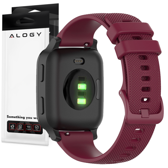 Alogy Gumowy Uniwersalny pasek sportowy Strap do smartwatcha zegarka 18mm bordowy