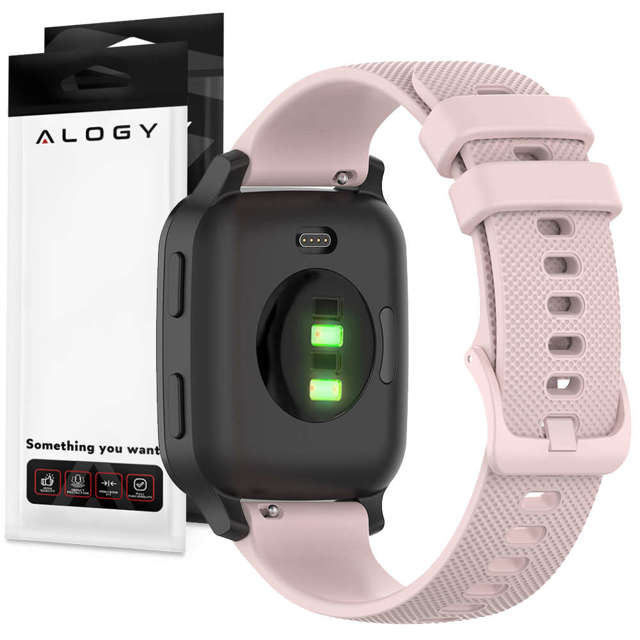 Alogy Gumowy Uniwersalny pasek sportowy Strap do smartwatcha zegarka 18mm różowy