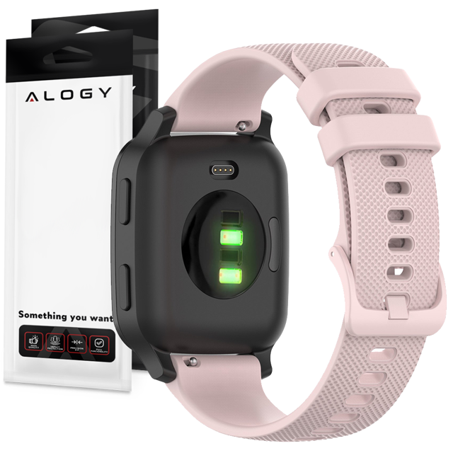 Alogy Gumowy Uniwersalny pasek sportowy Strap do smartwatcha zegarka 18mm różowy