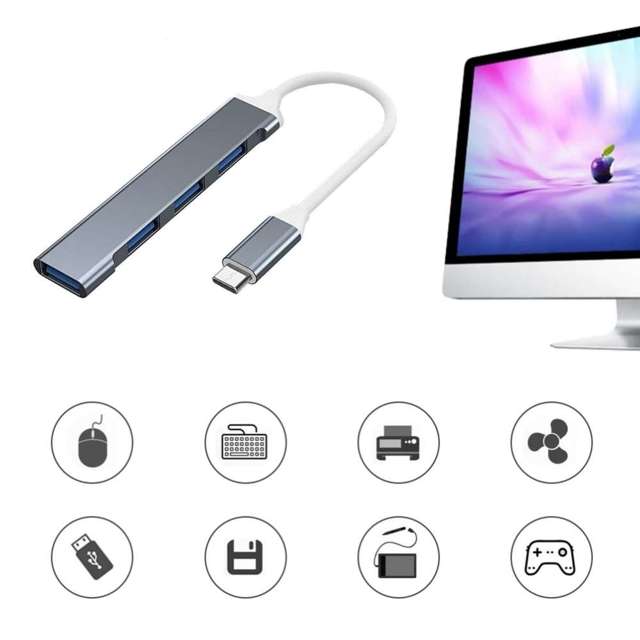 Alogy HUB USB-C na 4 porty USB 3.0 5GB/s Adapter rozdzielnik koncentrator sieciowy