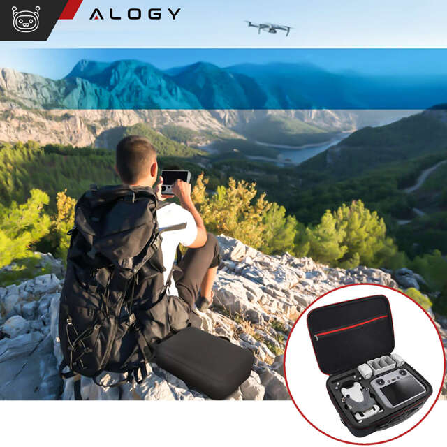 Alogy Hard Case Pokrowiec sztywny kuferek walizka etui do drona DJI Mini 4 Pro / DJI Mini 3 Pro / Mini 3 twarde z paskiem Czarny