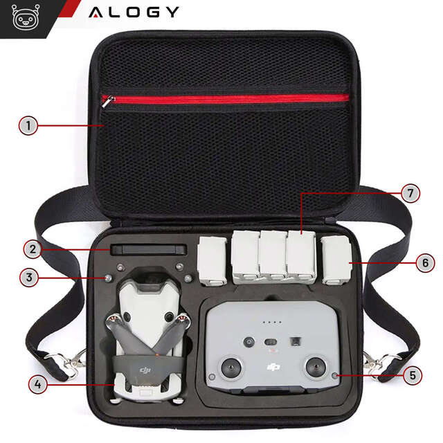 Alogy Hard Case Pokrowiec sztywny kuferek walizka etui do drona DJI Mini 4 Pro / DJI Mini 3 Pro / Mini 3 twarde z paskiem Czarny