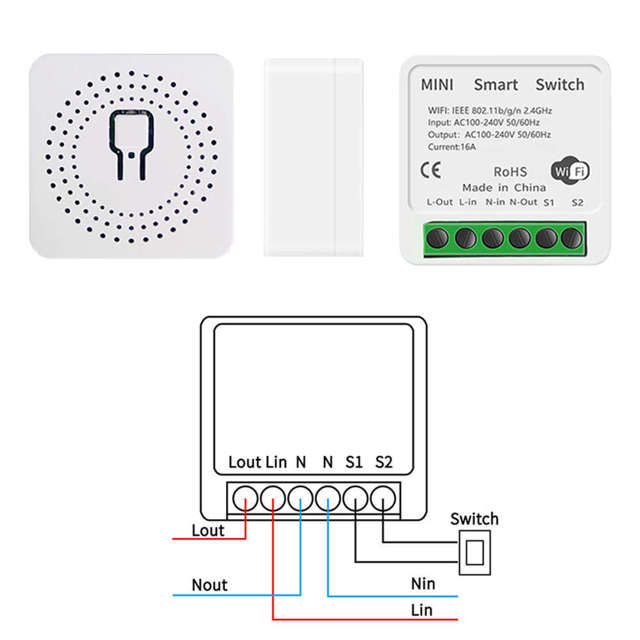 Alogy Inteligentny przełącznik WiFi mini dopuszkowy włącznik inteligentny dom Tuya Smart Life 16A biały