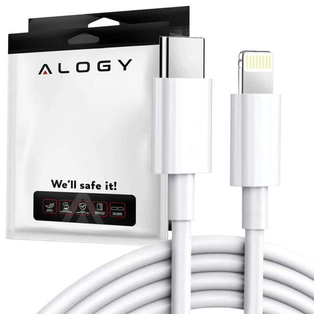 Alogy Kabel 1m przewód szybki USB-C Type C na Lightning PD 20W Biały