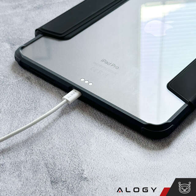 Alogy Kabel USB-C typ C mocny szybki 60W PD 1M do iPhone 15/Pro/Max iPad MacBook nylonowy przewód Biały