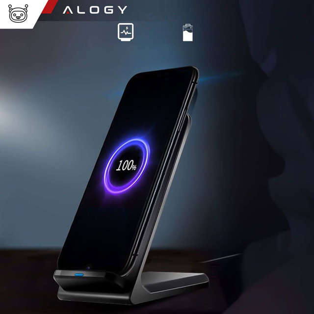 Alogy Ładowarka indukcyjna Qi Stand Charger uchwyt na telefon stojak z ładowaniem 15W Czarna