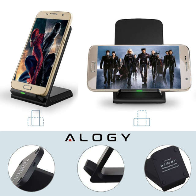 Alogy Ładowarka indukcyjna Qi Stand Charger uchwyt na telefon stojak z ładowaniem 15W Czarna