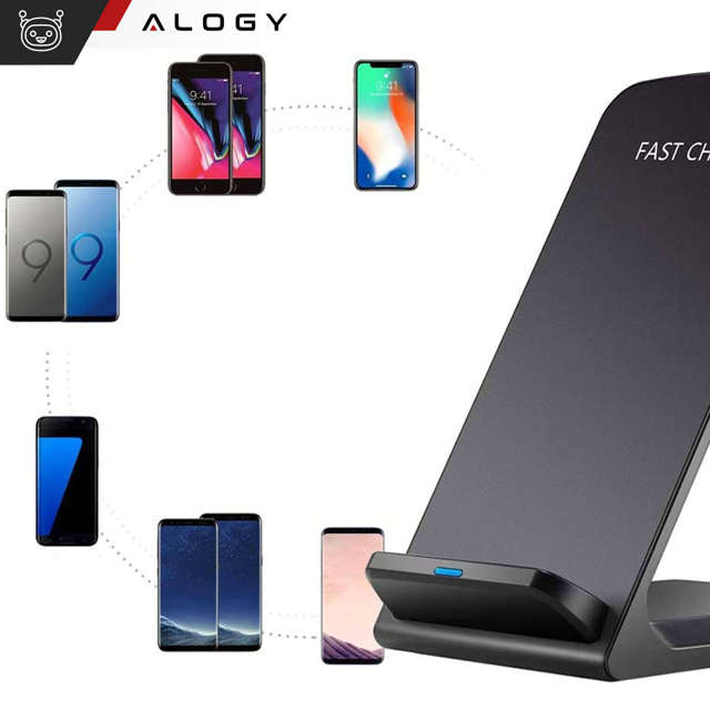 Alogy Ładowarka indukcyjna Qi Stand Charger uchwyt na telefon stojak z ładowaniem 15W Czarna