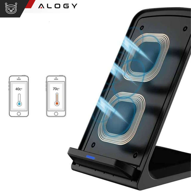 Alogy Ładowarka indukcyjna Qi Stand Charger uchwyt na telefon stojak z ładowaniem 15W Czarna