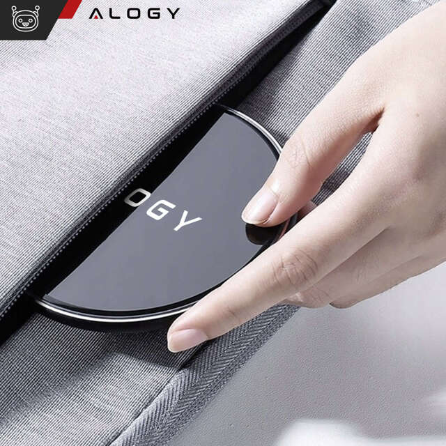 Alogy Ładowarka indukcyjna okrągła Qi LED Charger 15W bezprzewodowa + kabel USB-C Czarny