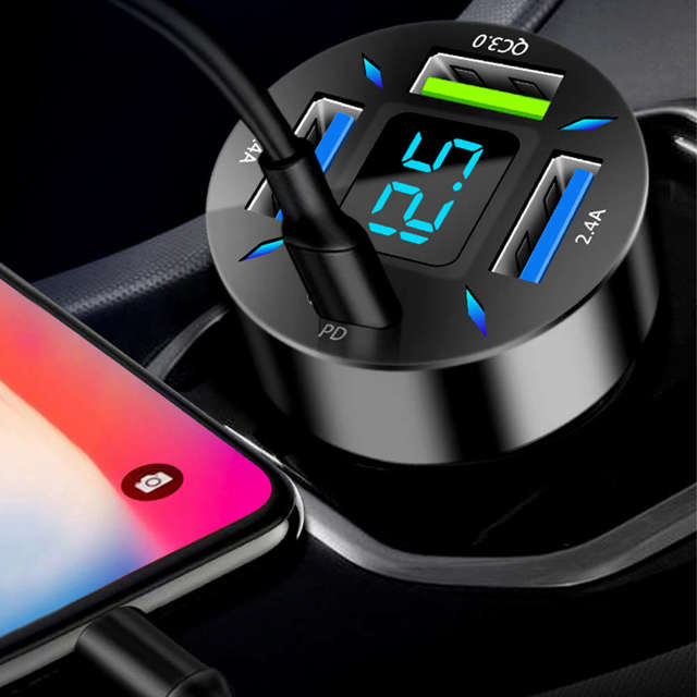 Alogy Ładowarka samochodowa Car Charger 66W 3xUSB 1xUSB-C Type C Szybkie ładowanie Quick Charge QC 3.0 PD