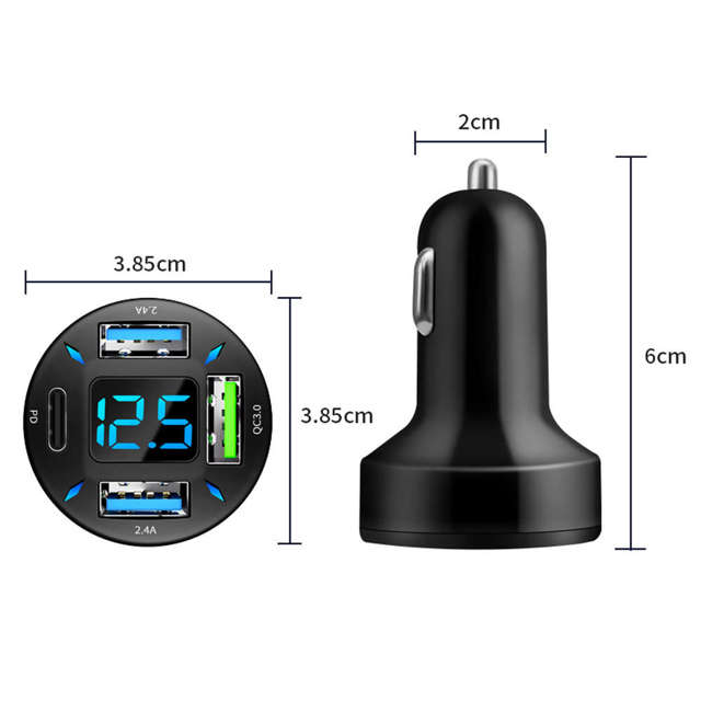 Alogy Ładowarka samochodowa Car Charger 66W 3xUSB 1xUSB-C Type C Szybkie ładowanie Quick Charge QC 3.0 PD