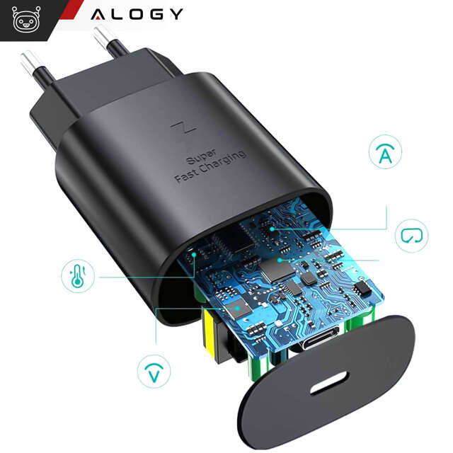 Alogy Ładowarka sieciowa USB-C Premium Wall Charger 25W + Kabel  2x Type-C 100cm do Samsung 