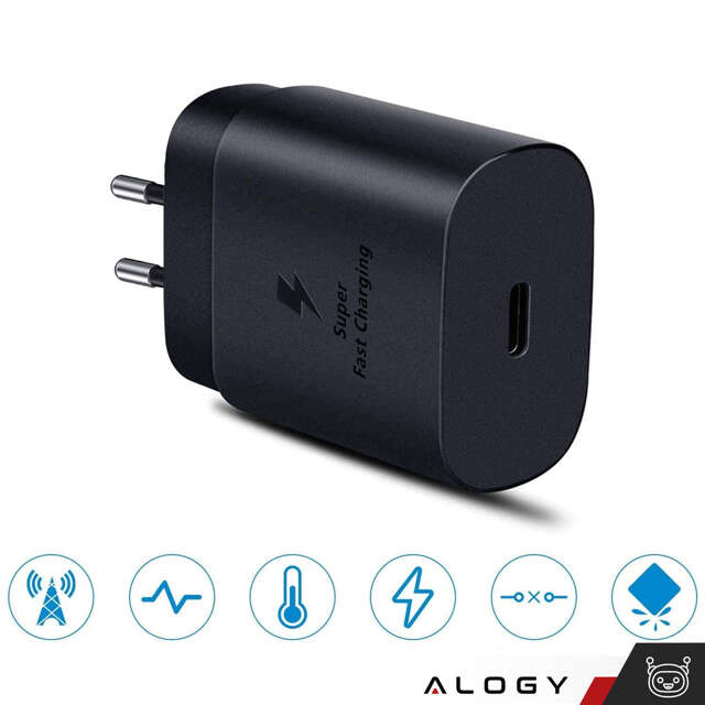 Alogy Ładowarka sieciowa USB-C Premium Wall Charger 25W + Kabel  2x Type-C 100cm do Samsung 