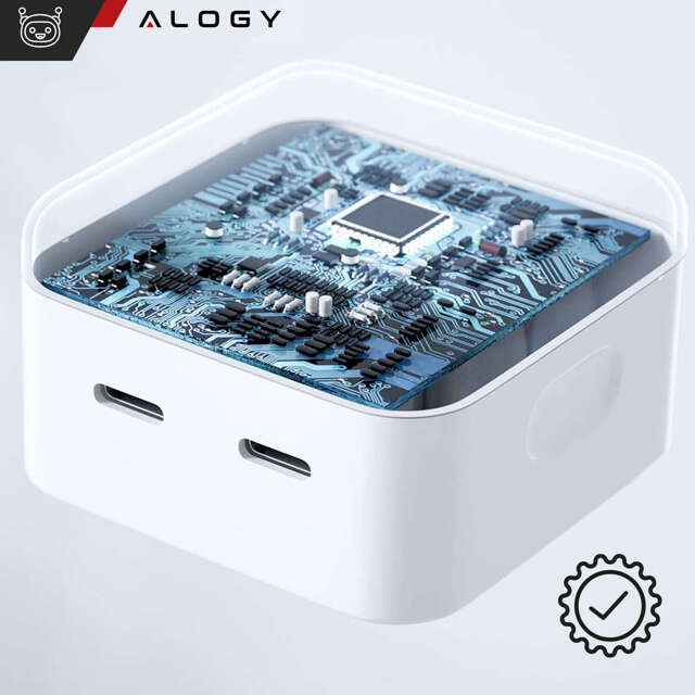 Alogy Ładowarka sieciowa szybka 35W 2x USB-C USB typ C PD do iPhone 2-portowa kostka Biała