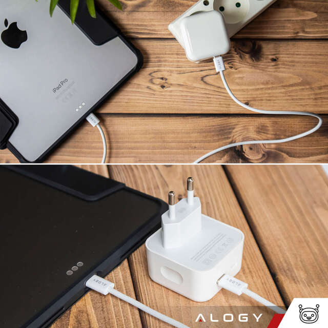 Alogy Ładowarka sieciowa szybka 35W 2x USB-C USB typ C PD do iPhone + Kabel type-C 1m Biała