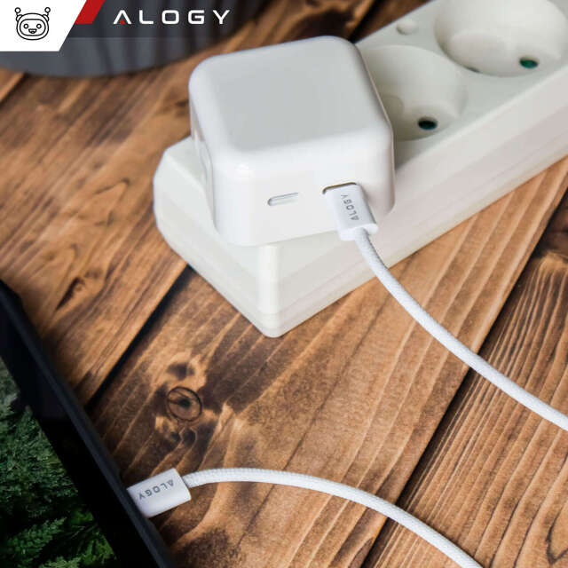 Alogy Ładowarka sieciowa szybka 35W 2x USB-C USB typ C PD do iPhone + Kabel type-C 1m Biała