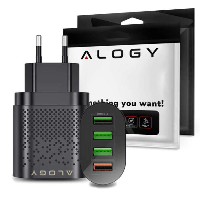 Alogy Ładowarka sieciowa szybka 4x USB Quick Charge 3.0 2.4A Czarna