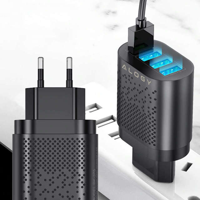 Alogy Ładowarka sieciowa szybka 4x USB Quick Charge 3.0 2.4A Czarna