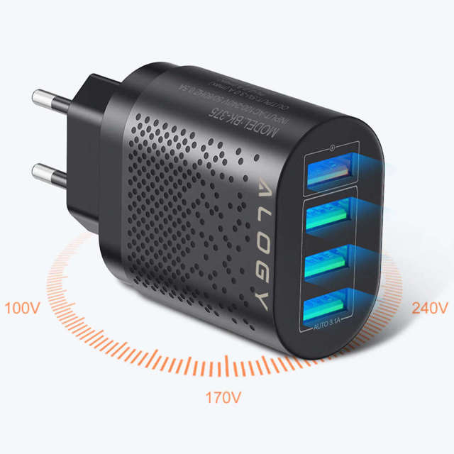 Alogy Ładowarka sieciowa szybka 4x USB Quick Charge 3.0 2.4A Czarna