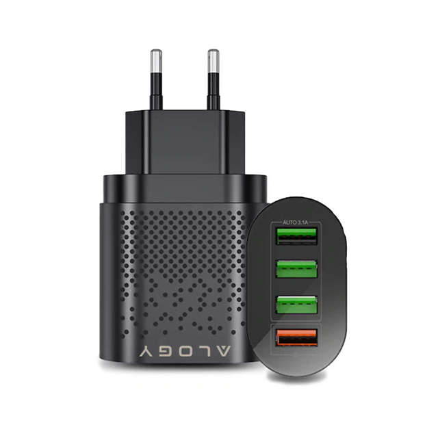 Alogy Ładowarka sieciowa szybka 4x USB Quick Charge 3.0 2.4A Czarna