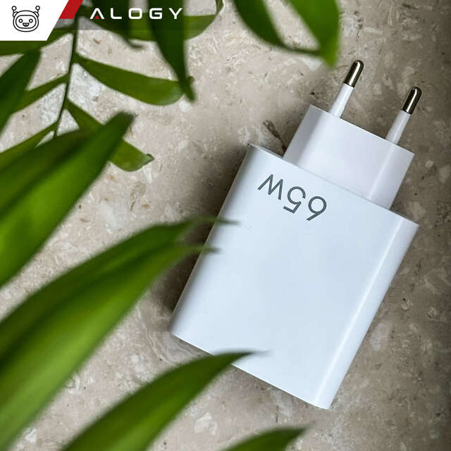 Alogy Ładowarka sieciowa szybka USB-A QC 3.0 Quick Charge + USB-C PD 33W 65W Biała