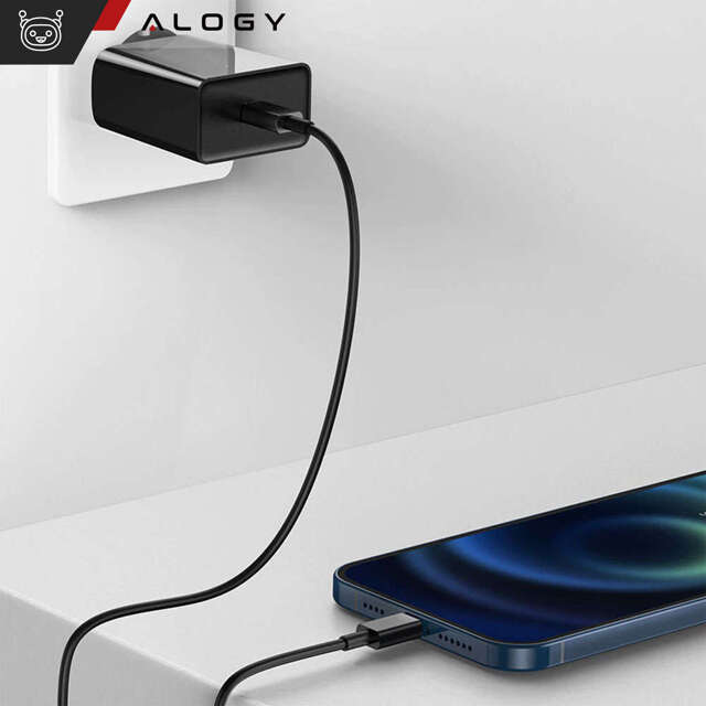Alogy Ładowarka sieciowa szybka USB-C PD 20W + Kabel Lightning do iPhone 1m czarny