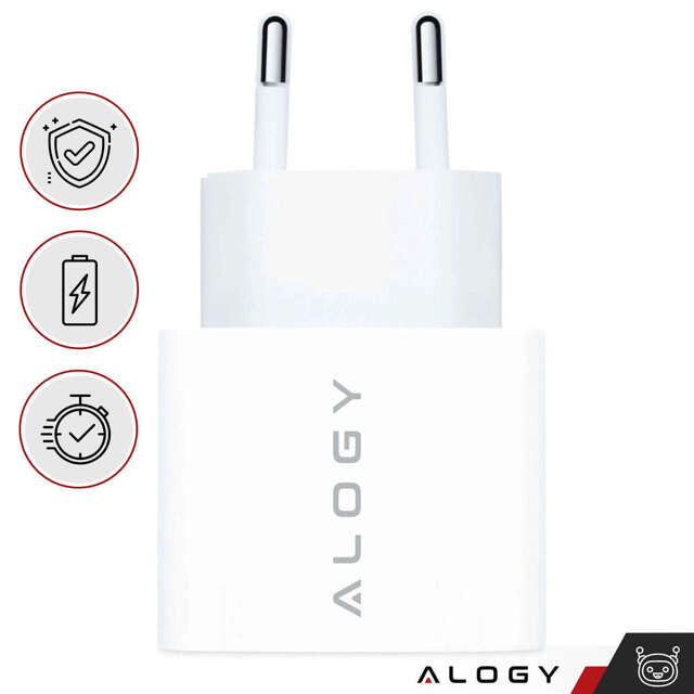 Alogy Ładowarka sieciowa szybka mocna 35W USB-C USB typ C PD GaN do iPhone 15 +Kabel type-C 1m Biała