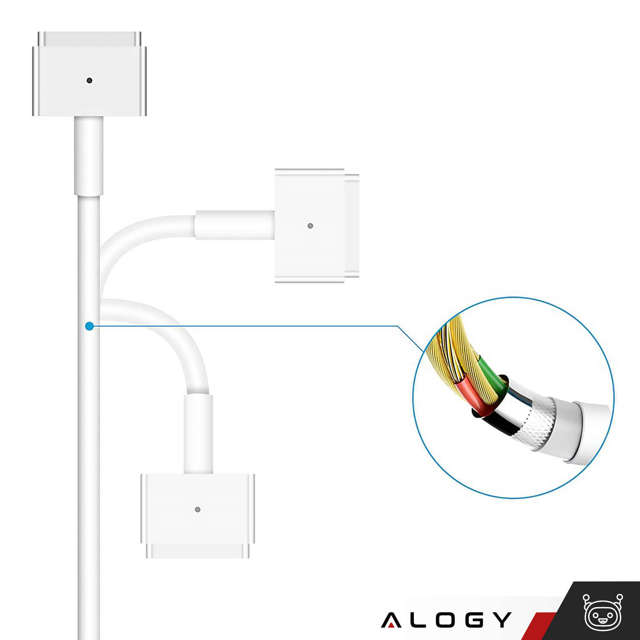 Alogy Ładowarka zasilacz do MacBooka Charger do Apple MacBook MagSafe 2 T-type 45W Biała