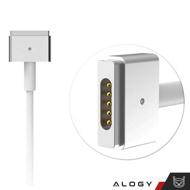 Alogy Ładowarka zasilacz do MacBooka Charger do Apple MacBook MagSafe 2 T-type 45W Biała