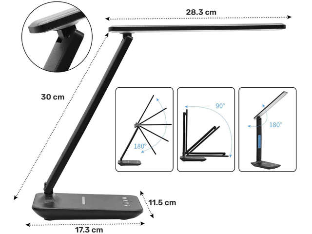 Alogy Lampa biurkowa LED ładowarka indukcyjna Qi 10W z wyświetlaczem Czarna