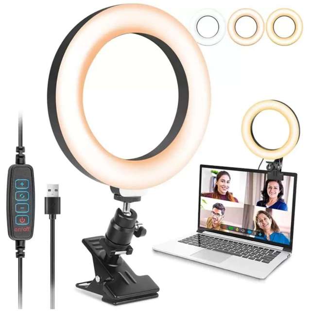 Alogy Lampa pierścieniowa 5w1 LED fotograficzna Ring do makijażu selfie uchwyt Bluetooth statyw klips pilot Czarny