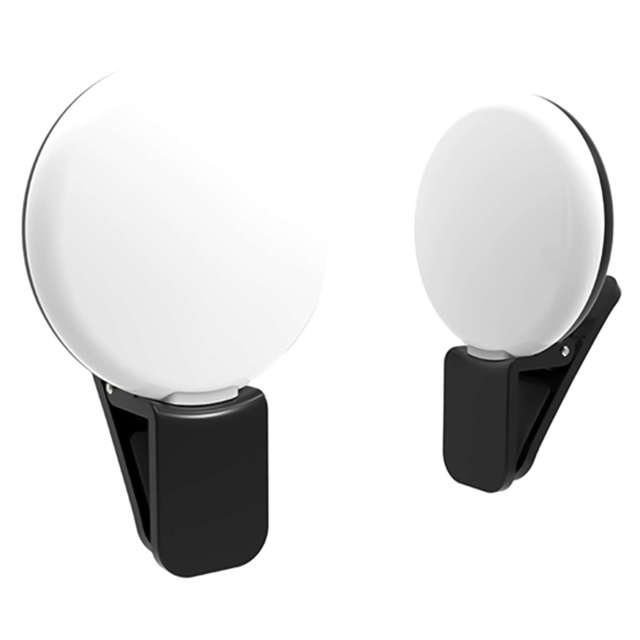 Alogy Lampka LED Mini Selfie Light do nagrywania robienia zdjęć do telefonu z klipsem Czarna