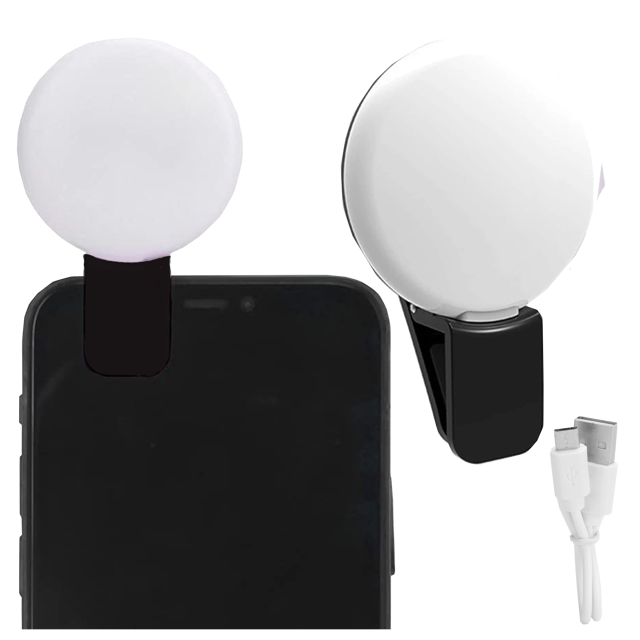 Alogy Lampka LED Mini Selfie Light do nagrywania robienia zdjęć do telefonu z klipsem Czarna