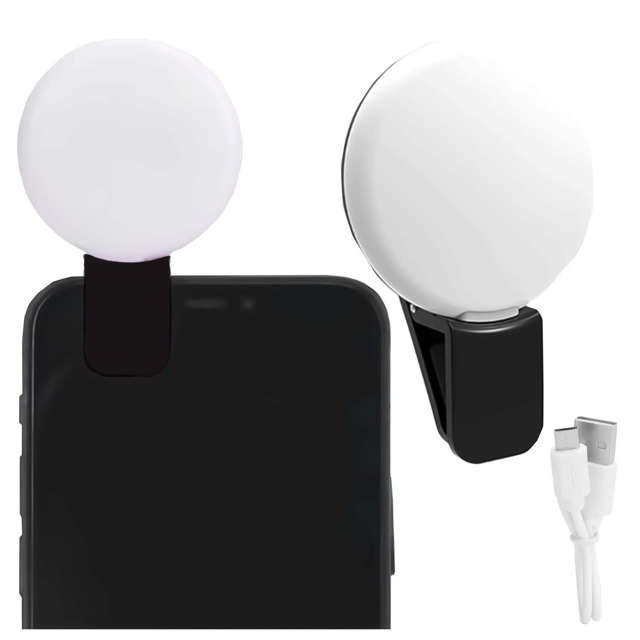 Alogy Lampka LED Mini Selfie Light do nagrywania robienia zdjęć do telefonu z klipsem Czarna