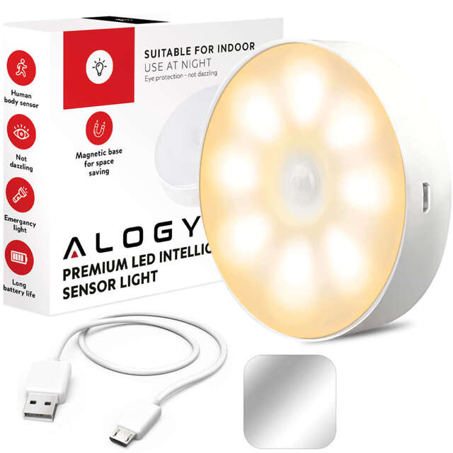 Alogy Lampka LED z czujnikiem ruchu Sensor Light Bezprzewodowa lampa nocna oświetlenie meblowe Światło ciepłe