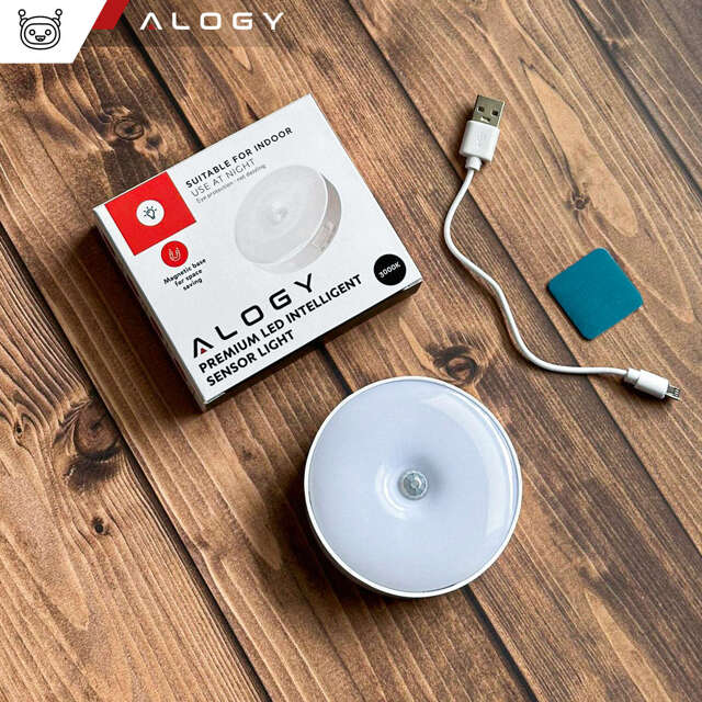 Alogy Lampka LED z czujnikiem ruchu Sensor Light Bezprzewodowa lampa nocna oświetlenie meblowe Światło ciepłe