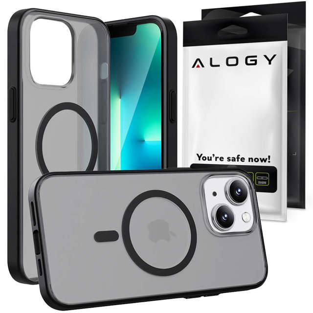 Alogy MagCase do MagSafe Etui matowe obudowa z pierścieniem magnetycznym do Apple iPhone 14 Czarne