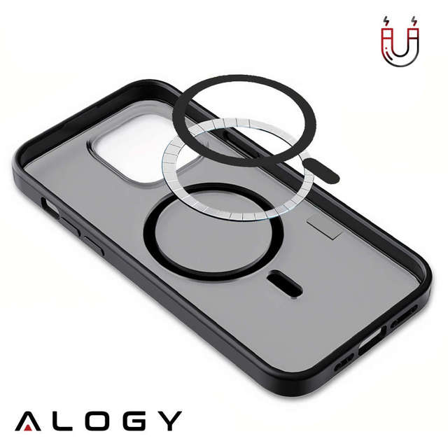 Alogy MagCase do MagSafe Etui matowe obudowa z pierścieniem magnetycznym do Apple iPhone 14 Pro Czarne