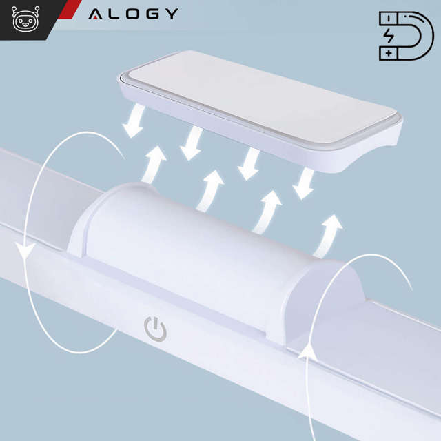 Alogy Magnetic LED Light Lampka listwa magnetyczna podszafkowa do montażu na ścianie biurku do kuchni pokoju pod szafkę Biała